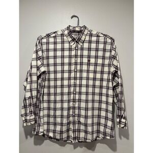 Cinch Mens XXL Long Sleeve Plaid Button Down Western Shirt Cream Burgundy Grey